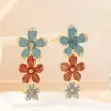 Pendientes Mismo Estilo de Zhong Chuxi, Pendientes Retro de Borla con Flores de Colores, Elegantes de Nicho, Pendientes de Alta Gama para Mujer