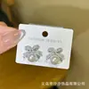 Pendientes de Botón con Forma de Corazón de Diamante Brillante, Lazo y Perla S925 Diseño de Nicho Pendientes de Lujo Ligero con un Toque de Alta Gama