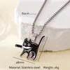 Collar de Gato de Acero Inoxidable Personalizado Tohm Nicho Simple Creativo Gato Lector Gato Asesino Gato Negro Pequeño Colgante Accesorios