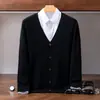 Suéter de cachemira, cárdigan tejido, estilo coreano, corte holgado, color liso, manga larga, transfronterizo, nuevo abrigo de otoño e invierno para hombre, suéter versátil de moda