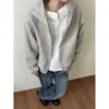 Sudadera con capucha a rayas extragrande para mujer principios de otoño nuevo diseño con sentido nicho holgada adelgazante chaqueta cárdigan sudadera con capucha