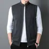 100% lana australiana, 525 gramos, extra grueso, color liso, con cremallera, tejido de trenzas, chaleco cárdigan de punto sin mangas para hombre con bolsillos reales