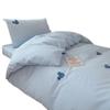 Ins Desenho Animado Toalha de Algodão Bordada Dormitório Estudantil Cama Conjunto de Três Peças Lençol de Cama 100% Algodão Capa de Edredom Cor Sólida Roupa de Cama Conjunto de Quatro Peças