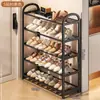 Zapatero Armario de Zapatos Sencillo Dormitorio Casa Pequeña de Alquiler Entrada de Casa Zapatero de Almacenamiento Estantes para Zapatos Multicapa Móviles