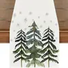Camino de Mesa Navideño Nuevo de Lino Transfronterizo con Muñeco de Nieve y Papá Noel Estampados Creativos, Mantel Individual, Decoraciones de Ambiente Navideño para Mesa