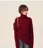 Suéter Grueso de Doble Capa de Lana Pura para Mujer, Jersey de Punto Trenzado de Cuello Alto, Nuevo Estilo Otoño e Invierno, Capa Base de Manga Larga