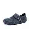 85056 Sapatos Birkenstock de Lã com Sola Grossa Retrô para Mulheres Outono e Inverno 2026 Novos Sapatos Casuais Peludos Quentes de Calçar