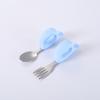Bebês aprendem a comer alimentação complementar treinamento criança de 2 anos autoalimentação bebê conjunto de hashis infantis garfo curto de aço sem bordado colher de treinamento