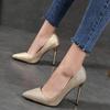 Zapatos de tacón alto para mujer de 11 cm, nuevo estilo primavera y otoño, tacones de aguja puntiagudos sexys estilo europeo y americano, talla 44 zapatos grandes para mujer