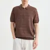 Ropa para Hombre Mo Mai Ke Alta Inteligencia Viaje Diario Tejido de Punto Jacquard Manga Corta Verano 2026 Nuevo Polo con Media Cremallera Hombre 75776