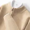 26 Suéter de Cachemir de Color Sólido Nuevo Otoño/Invierno para Hombre, Suéter de Punto con Cremallera y Cuello Alto, Abrigo Grueso de Lana Casual de Color Sólido
