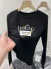 Nova camiseta de outono para mulheres, gola redonda canelada de manga longa, 100% algodão puro, moderna, versátil, rejuvenescedora, preta, modeladora, estilo casual