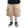 Shorts finos para meninos de verão 2024, calças médias infantis novas, calças cinco quartos médias e grandes da moda, calças cargo casuais, da moda