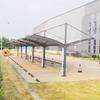 Paisagem inclinada haste tensão Filme cobertura de estacionamento Huizhou fabricantes pequeno galpão de estacionamento carregamento pilha copa estrutura de filme de aço