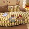 Juego de Cama de Algodón 100% Puro Cepillado Otoño e Invierno Juego de Cuatro Piezas Funda de Edredón Individual Bordada de Algodón 100% Juego de Tres Piezas para Dormitorio