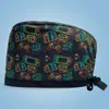 Gorro Quirúrgico Estampado de Algodón Puro, Ajustable, para Mujeres con Cabello Largo, Gorro Cubre-Cabeza para Dentistas y Cirujanos Orales, Exportación para Hombres con Parte Superior Redonda