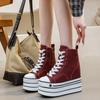 Zapatos de Mujer con Tacones Ultra Altos de 16 cm y Suela Gruesa, Zapatos Casuales de Lona de Moda Versátiles, Zapatos de Plataforma Nuevos para Primavera y Otoño 2026