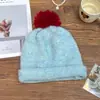 Gorro de Punto con Pompones de Colores Dopamina Estilo Coreano, Sombrero de Lana Dulce y Versátil con Borde Enrollado, Gorro Caliente para la Cabeza para Mujeres en Invierno