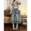 Pantalones Cortos de Moda de Kt Cat para Mujer 2026 Nuevos de Verano Parcheados Bordados de Trabajo Pantalones de Mezclilla Lavados