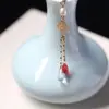Horquilla Hanfu con Borla Colgante Semiacabado, Calidad que Conserva el Color Borla de Mariposa Romboidal, Una Borla de Nube Borgoña