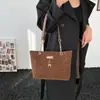 Bolso Tote de Moda Estilo Coreano Transfronterizo para Mujer Invierno 2025 Nuevo Estampado de Leopardo Bolso de Hombro con Cadena Bolso Versátil de Axila