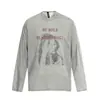 Camiseta de Manga Larga con Estampado de Retrato Estilo High Street Americano para Hombre, Tendencia Primavera y Otoño Marca Holgada Casual Cuello Redondo Camiseta Base Top