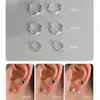Brincos argola lisos com pino de prata 925 para mulheres, brincos vazados listrados de alta qualidade, brincos de tarraxa únicos, brincos de design de nicho para mulheres