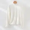 Nueva camisa básica de otoño e invierno con cuello medio de mezcla de acetato y cachemir, adelgazante, simple, engrosada, cepillada, de corte ajustado