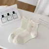 Calcetines Grises para Mujer, Estilo Delgado de Verano, Calcetines de Media Pantorrilla con Borde Enrollado y Bordado de Moño, Estilo Coreano, Calcetines de Algodón Sin Costuras de Estilo Trendy Ins
