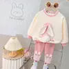 Coreano Nuevo Primavera Manga Larga Dibujos Animados Estampado Animal Dos Piezas Conjunto Bebé Hombres y Mujeres Elegante Moda Traje Deportivo Tendencia