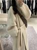 Abrigo de Lana de Doble Cara de Alta Gama con Solapas Grandes, Estilo Largo de Invierno, Estilo Perezoso, Chaqueta Coreana Holgada para Mujer