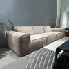 Juego de sofá recto, de gran tamaño, color negro, comprimido al vacío, para apartamentos pequeños, con configuración de tres plazas, fabricado completamente de esponja de alta densidad