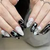 Use Adesivo de Unha Estrela Coração Preto e Branco Laço Fita Estampa Coelho Unha Postiça Manicure Adesivo de Unha Unha