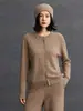 Cardigan de cachemira de punto trenzado con cuello redondo, estilo de lujo ligero para otoño e invierno, para mujer, top de punto casual holgado, abrigo suéter de manga larga