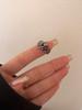 Anillo de estrella de cuatro puntas de calavera de chica guapa dulce oscura genial ins estilo Hip Hop pareja tecnología futura anillo abierto