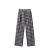 Yidao Roupas Vintage 2026 Outono Novo Calça Casual Vintage Xadrez para Homens e Mulheres, Solta, Relaxada, Perna Larga, Perna Reta, Calça Comprida