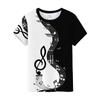 2024 nova Europa e Estados Unidos verão 3D impressão digital símbolo musical solto esportes manga curta camiseta masculina fábrica