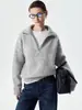 FirstSTUDIO! Cardigan de Tricô Casual Solto com Gola V de Mohair Suéter de Manga Longa Feminino