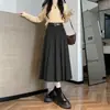 Falda de Traje para el Trabajo Cintura Alta Versátil Ajustada Adelgazante Falda Plisada Falda de Longitud Media Falda Larga Línea A Coreana Mujer