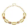 Estilo vintage relajado, popular en los mercados transfronterizos europeos y americanos, collar para clavícula de resina texturizada con forma de nariz de cerdo chapado en oro de acero inoxidable para mujer