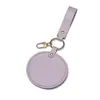 Espejo de cuero grueso en stock con gancho para colgar, se puede usar como accesorio de bolso, espejo de maquillaje redondo de cuero de color sólido, personalizable