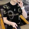 Camiseta de Manga Corta para Hombre Nueva de Verano 2026 con Estampado, Camiseta Básica Ajustada Estilo Coreano, Camiseta de Moda