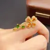 Broche Transfronterizo de Citrina Natural Accesorios para Mujer Nicho de Alta Gama Joyería de Plata 925 3*5mm Moda Venta Directa de Fábrica