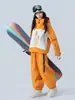Conjunto de Roupa de Ski para Mulheres e Homens, Impermeável Espessado para Snowboard, Totalmente Selado, Conjunto Profissional de Jaqueta e Calça para Neve, 3L Color-Blocking
