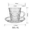 Taza y platillo de café con relieve vintage, bandeja con punta de cuentas, para el hogar, café, té de la tarde, taza de té perfumada de vidrio y platillo con flores talladas.