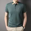 Camiseta de Cor Sólida Masculina Verão 2023 Novo Estilo Jovem e Meia-idade Pai Manga Curta Costura Solta Gola Polo Tendência