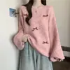 Otoño Invierno 2026 Estilo Coreano Suéter de Punto con Lazo 3D para Mujer Nuevo Versátil Manga de Linterna Top para Mujer
