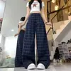 Pantalones casuales de cuadros oscuros de estilo americano de moda para hombre, pantalones de pierna recta de moda con un ajuste holgado y transpirable, nuevo estilo