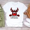 Feliz Navidad Árbol de Navidad Papá Noel Cuello Redondo Moda Manga Media Camiseta Base Simple para Mujer Camiseta de Manga Corta para Mujer