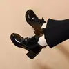 Botas Martin Estilo Británico Piel Charol Punta Redonda Mujer 2026 Nuevas Botines Cortos Otoño Invierno Botines Individuales Versátiles Suela Gruesa Botines Cortos con Felpa
